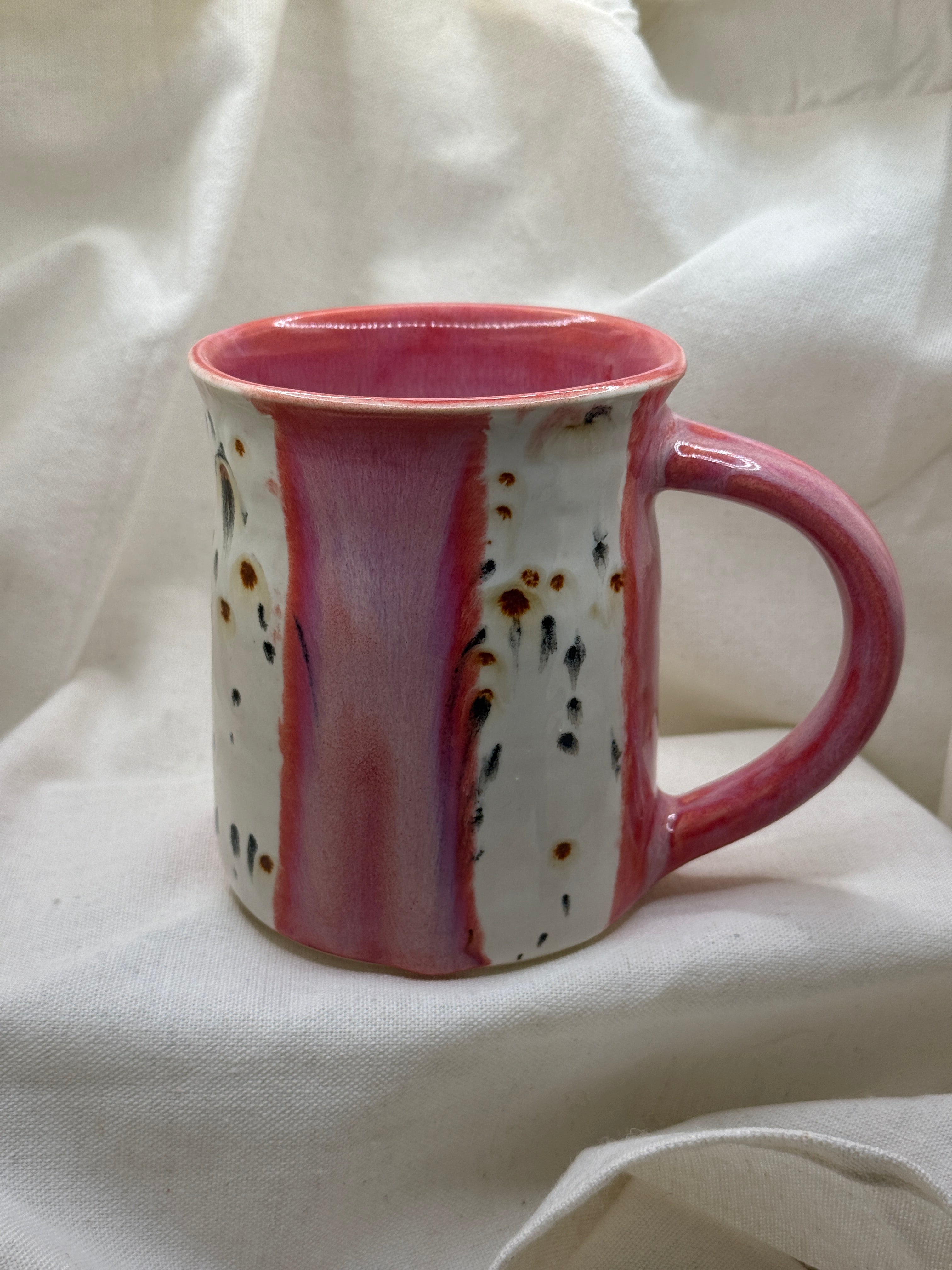 Tall Pink Speckled Mug