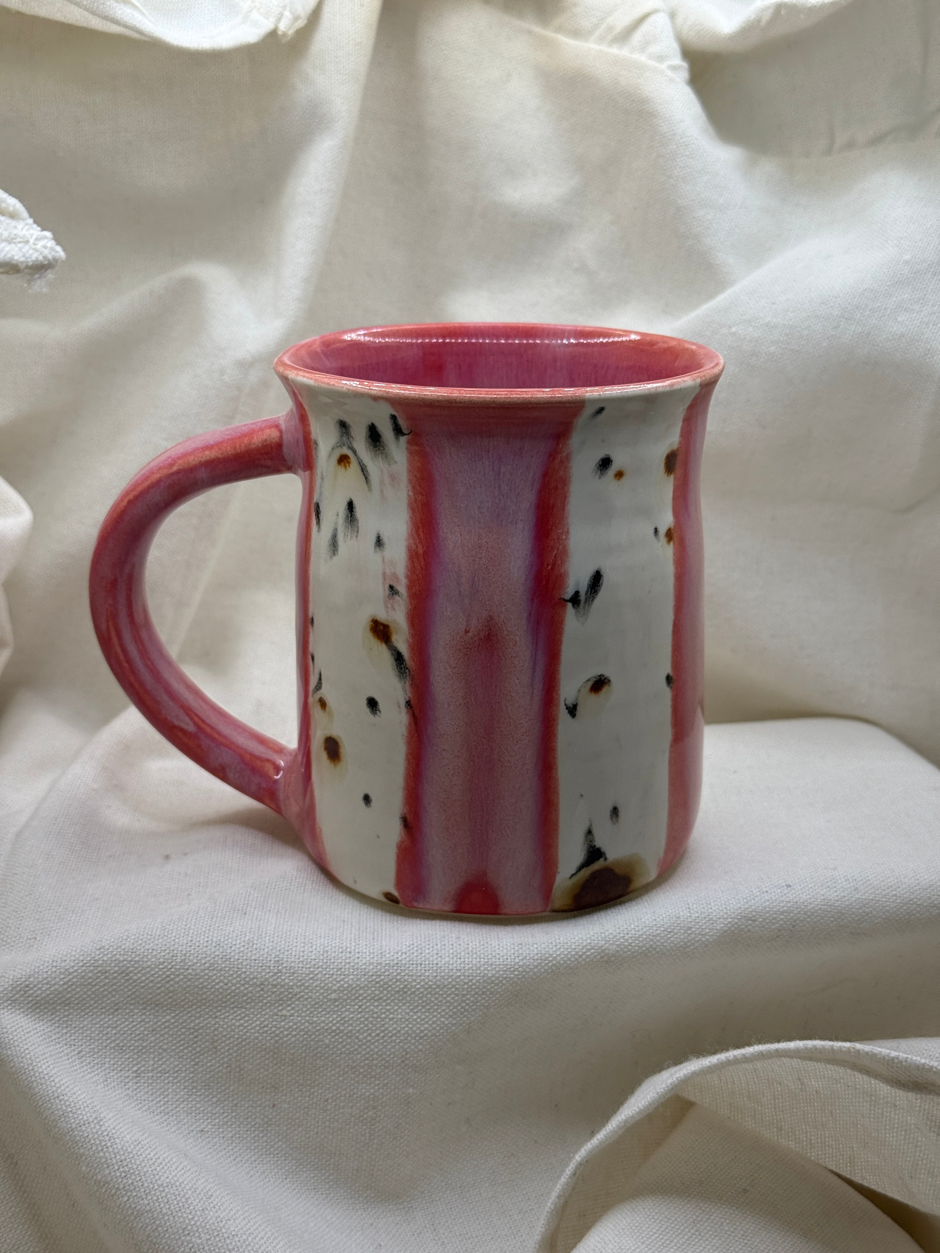 Tall Pink Speckled Mug